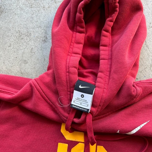 VNTG RED RECYCLED Y2K NIKE DRAWSTRING SOUTHERN CALIFORNIA COLLEGE HOODIE - Picture 4 of 5